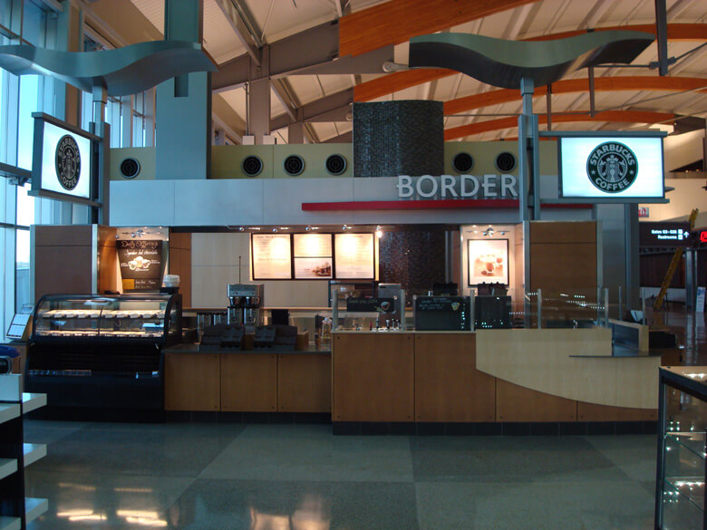 Border and Starbucks airport restaurant buildout