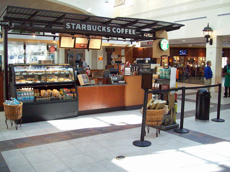 Airport Starbucks Coffee restaurant kiosk built out